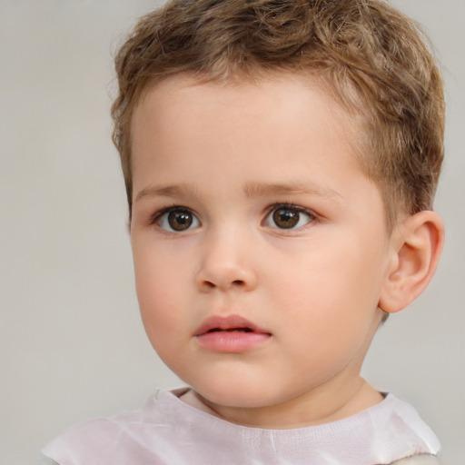 Neutral white child male with short  brown hair and brown eyes