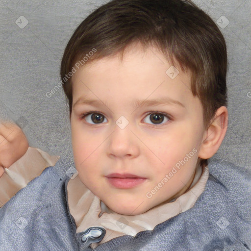 Neutral white child male with short  brown hair and brown eyes