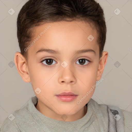 Neutral white child female with short  brown hair and brown eyes