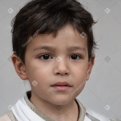 Neutral white child male with short  brown hair and brown eyes