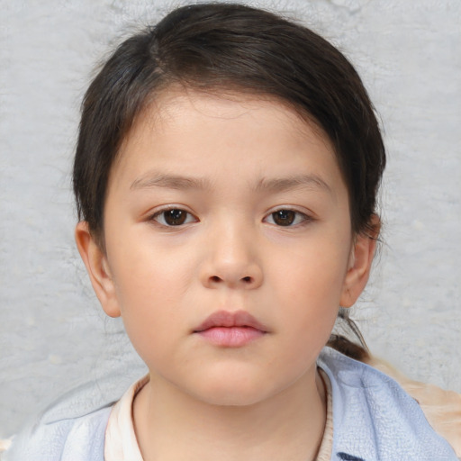 Neutral asian child female with medium  brown hair and brown eyes