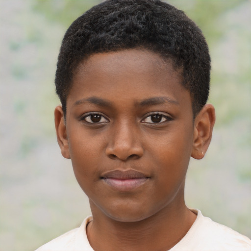 Neutral black child male with short  brown hair and brown eyes