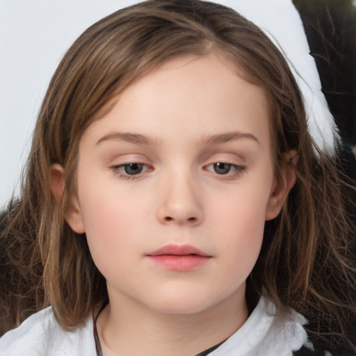 Neutral white child female with medium  brown hair and brown eyes