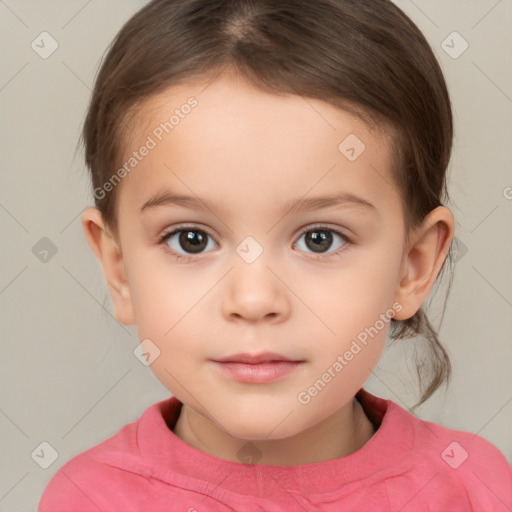 Neutral white child female with medium  brown hair and brown eyes