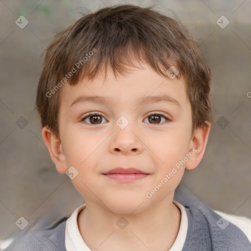 Neutral white child male with short  brown hair and brown eyes