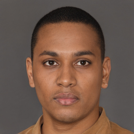 Neutral latino young-adult male with short  brown hair and brown eyes