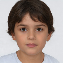 Neutral white child female with short  brown hair and brown eyes