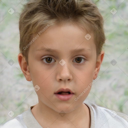 Neutral white child male with short  brown hair and brown eyes