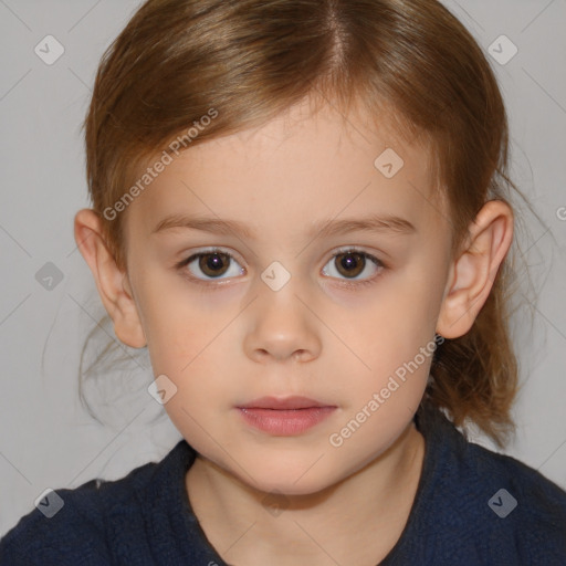 Neutral white child female with medium  brown hair and brown eyes