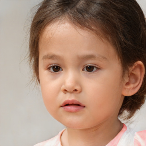 Neutral white child female with medium  brown hair and brown eyes