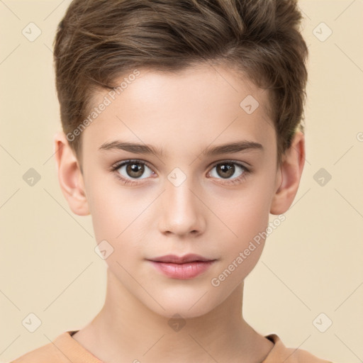 Neutral white child male with short  brown hair and brown eyes