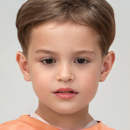 Neutral white child male with short  brown hair and brown eyes