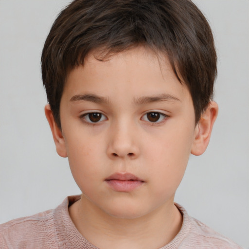 Neutral white child male with short  brown hair and brown eyes