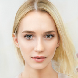 Neutral white young-adult female with medium  brown hair and blue eyes