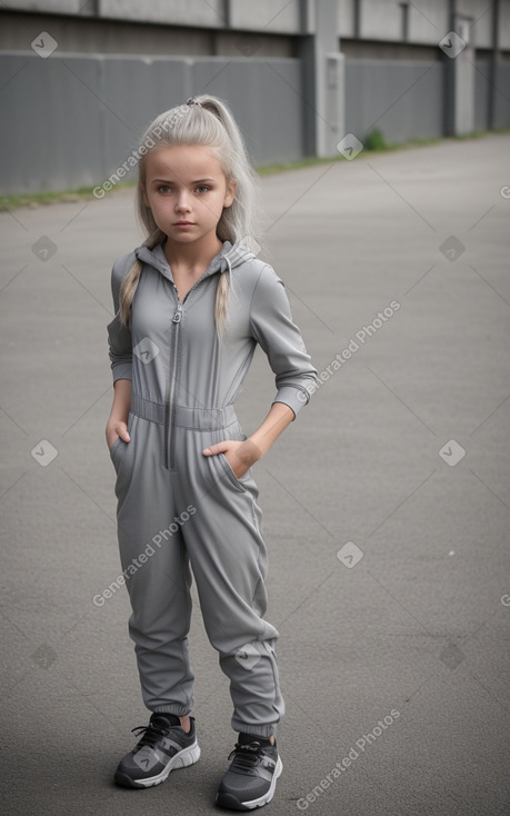 Polish child girl with  gray hair