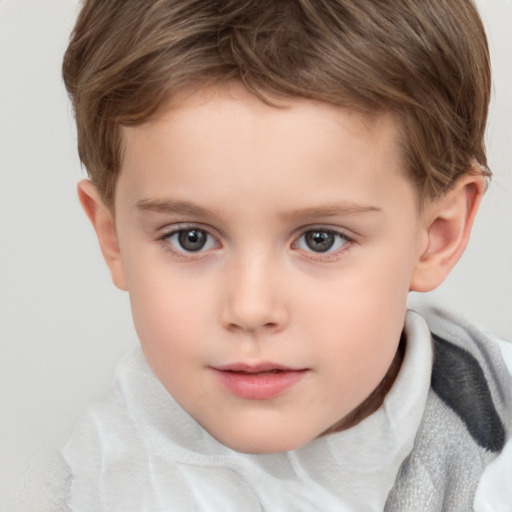 Neutral white child male with short  brown hair and brown eyes