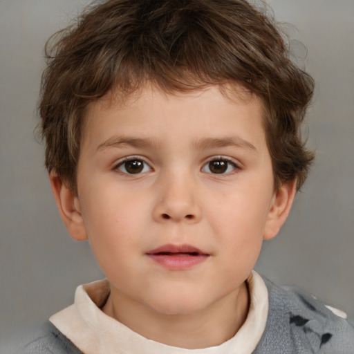 Neutral white child male with short  brown hair and brown eyes