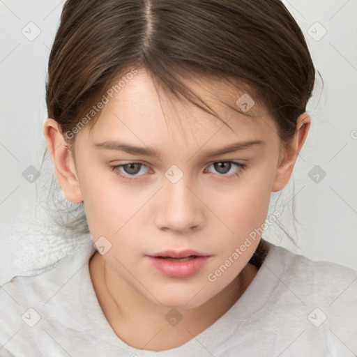 Neutral white child female with medium  brown hair and brown eyes