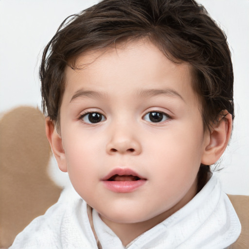 Neutral white child female with short  brown hair and brown eyes