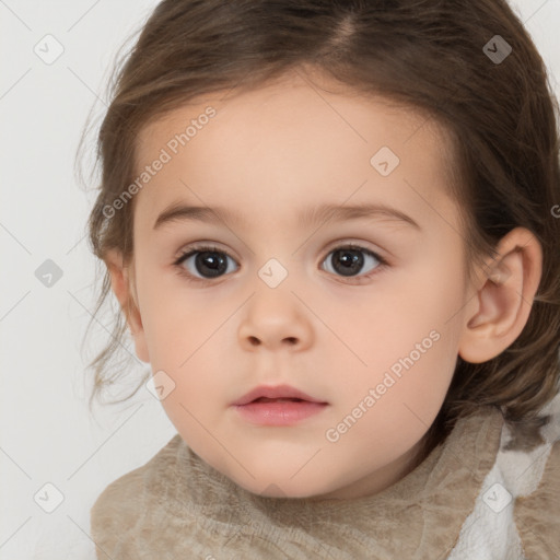 Neutral white child female with medium  brown hair and brown eyes