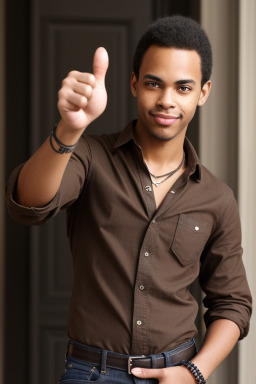 African american adult male with  brown hair