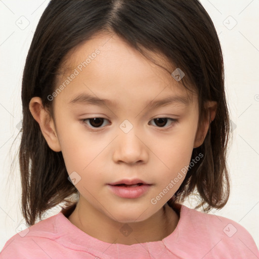 Neutral white child female with medium  brown hair and brown eyes