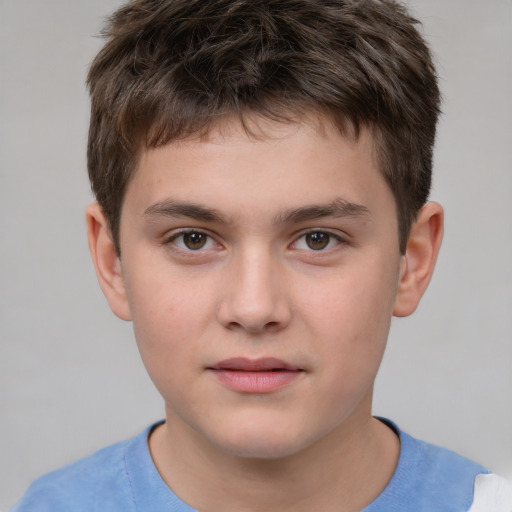 Neutral white child male with short  brown hair and brown eyes