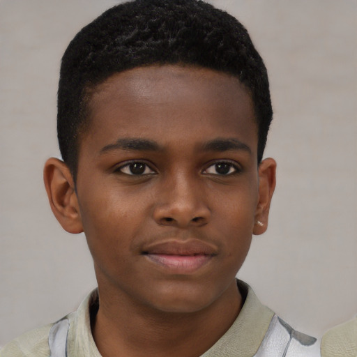Neutral black child male with short  black hair and brown eyes
