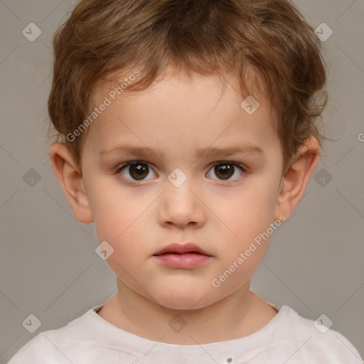 Neutral white child male with short  brown hair and brown eyes