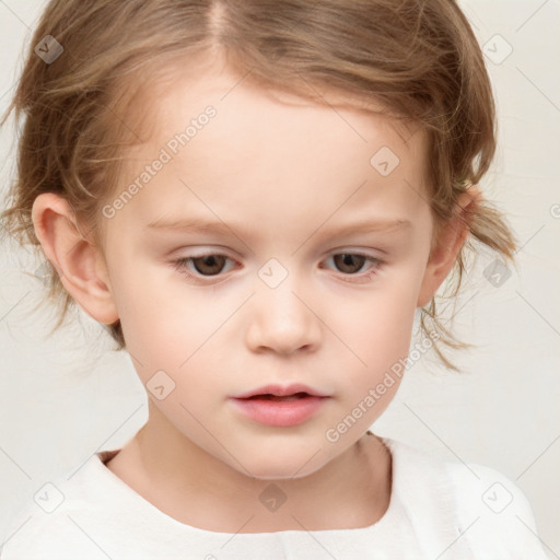 Neutral white child female with medium  brown hair and brown eyes