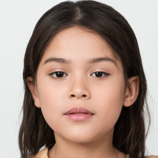 Neutral asian child female with medium  brown hair and brown eyes