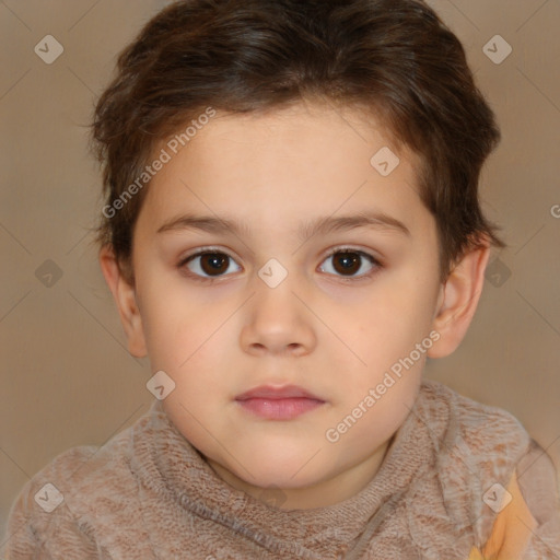 Neutral white child female with short  brown hair and brown eyes