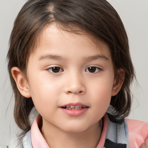 Neutral white child female with medium  brown hair and brown eyes