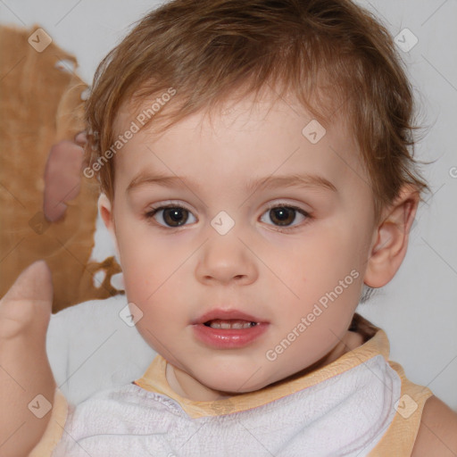 Neutral white child male with short  brown hair and brown eyes