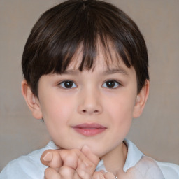 Neutral white child female with short  brown hair and brown eyes