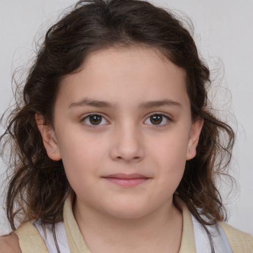 Neutral white child female with medium  brown hair and brown eyes