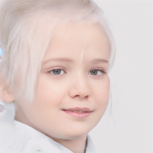 Neutral white child female with medium  blond hair and blue eyes