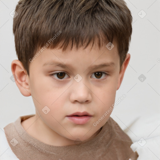 Neutral white child male with short  brown hair and brown eyes