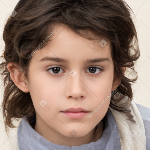 Neutral white child female with medium  brown hair and brown eyes