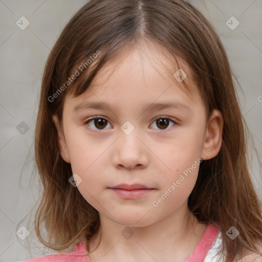 Neutral white child female with medium  brown hair and brown eyes