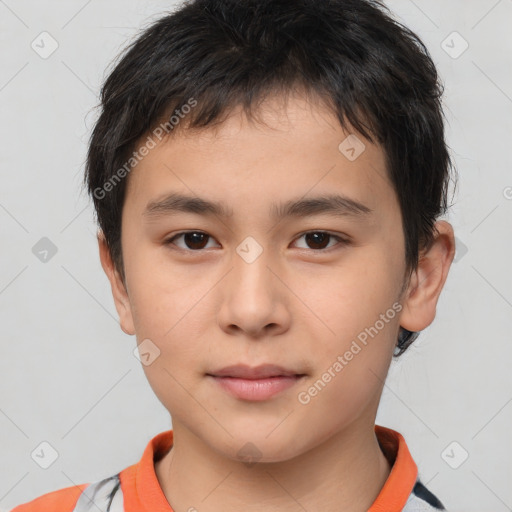 Neutral asian young-adult male with short  brown hair and brown eyes