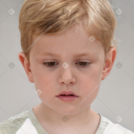 Neutral white child male with short  brown hair and brown eyes