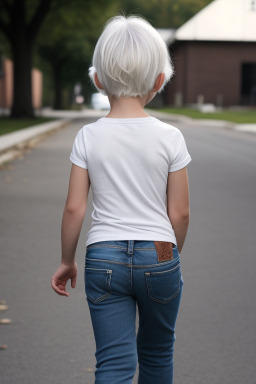 Caucasian child girl with  white hair