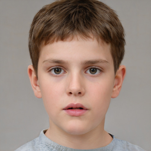 Neutral white child male with short  brown hair and brown eyes