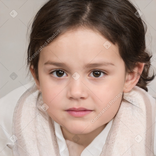 Neutral white child female with medium  brown hair and brown eyes