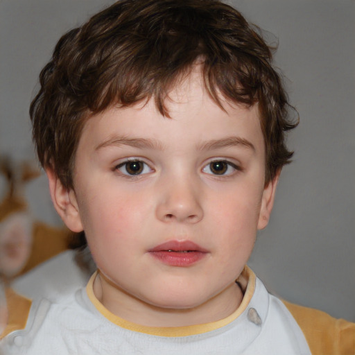 Neutral white child male with short  brown hair and brown eyes