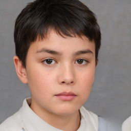 Neutral white child male with short  brown hair and brown eyes