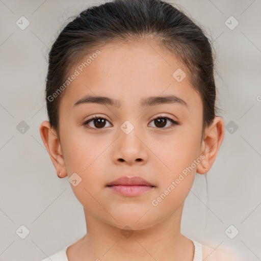 Neutral white child female with short  brown hair and brown eyes