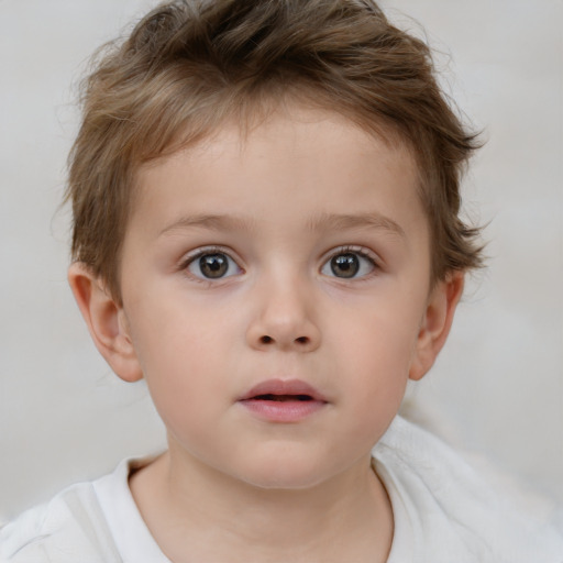 Neutral white child male with short  brown hair and brown eyes