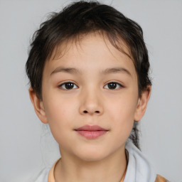 Neutral white child female with medium  brown hair and brown eyes